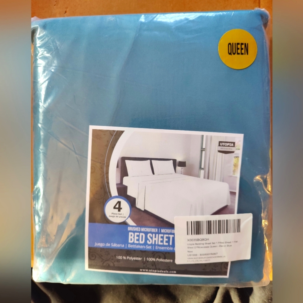 "Denim Blue" Queen sized for piece bedsheet set